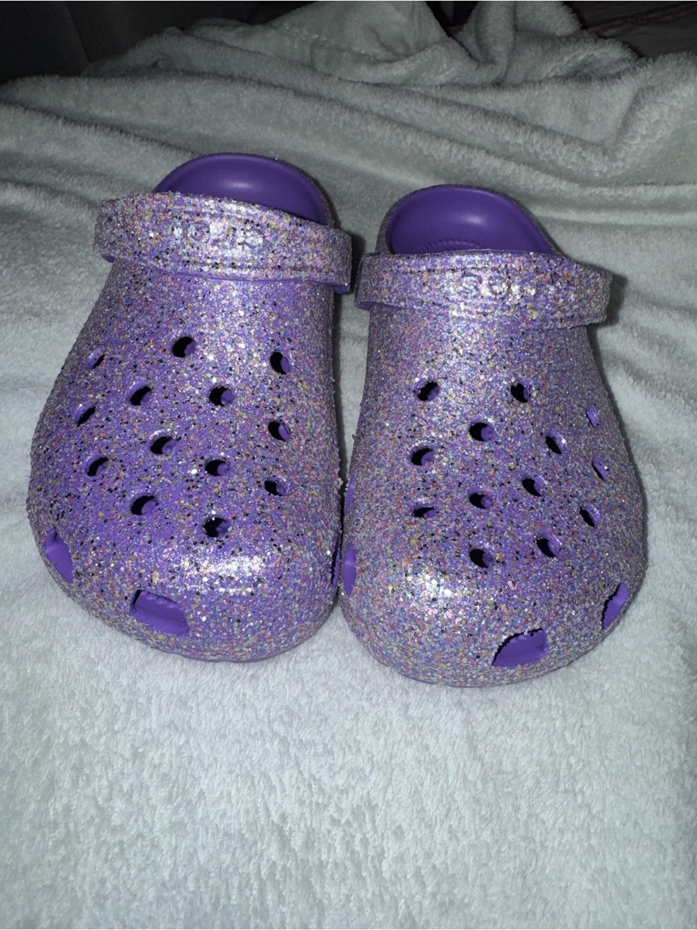 Kids Glitter Purple Crocs